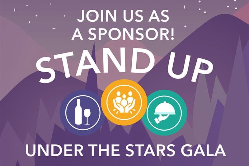 “Join us as a sponsor” artwork for the Stand Up Under the Stars Gala.
